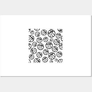 Black and White Basketball Ball Pattern Posters and Art